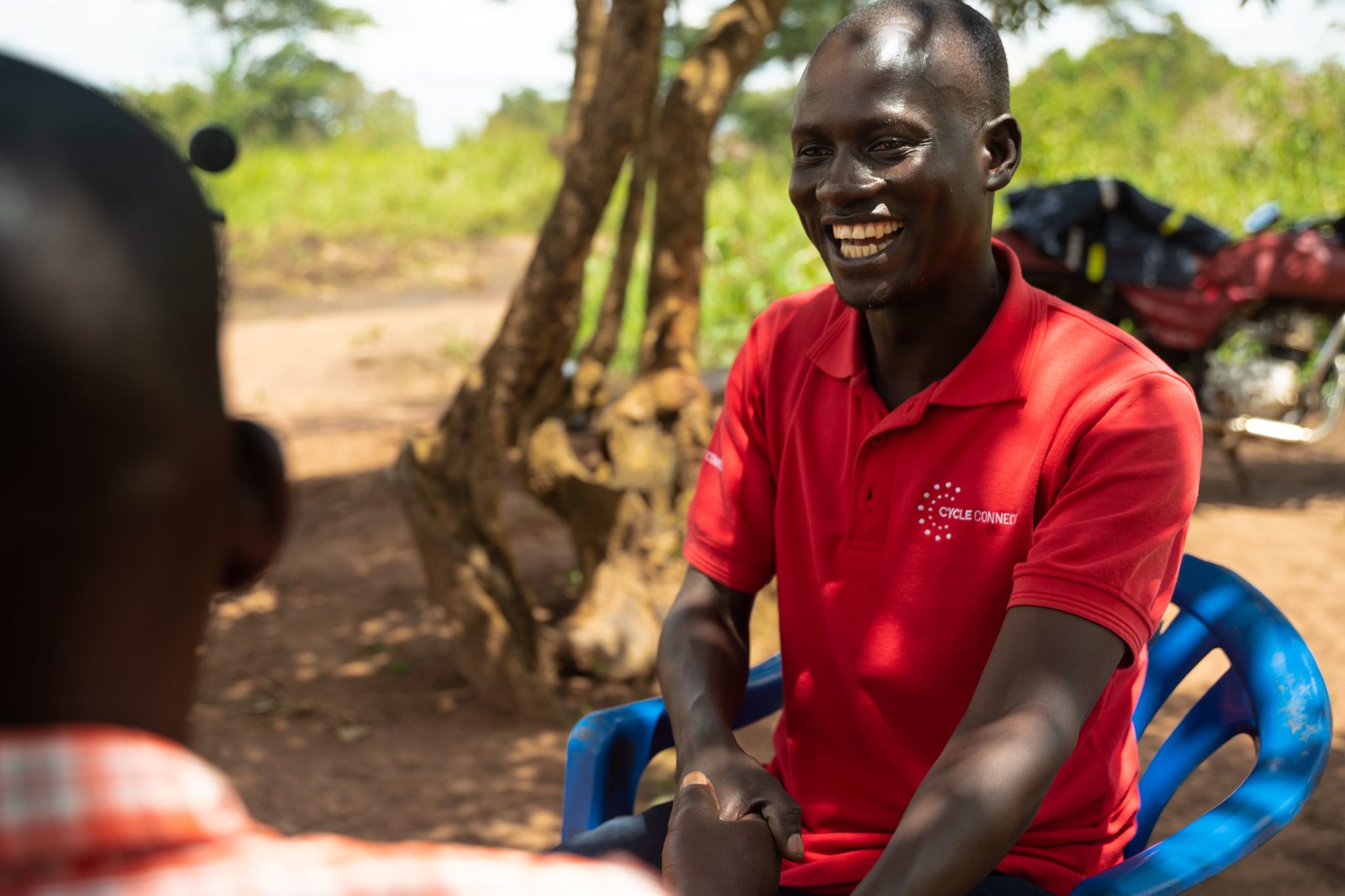 Cycle Connect staff engaging with a client in the field